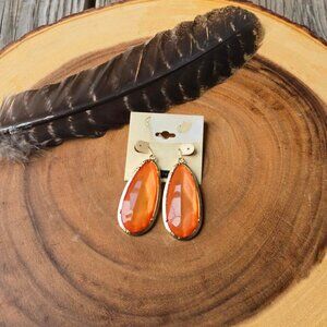 Elegant Orange Glass Teardrop Earrings